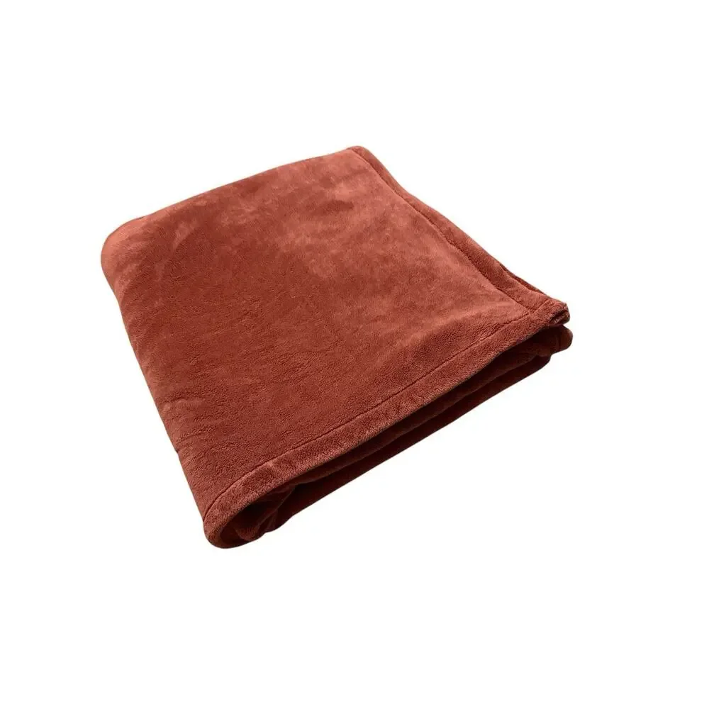 Berskshire Blankets Burnt Orange Throw Blanket Quilt Cover Soft Fleece King